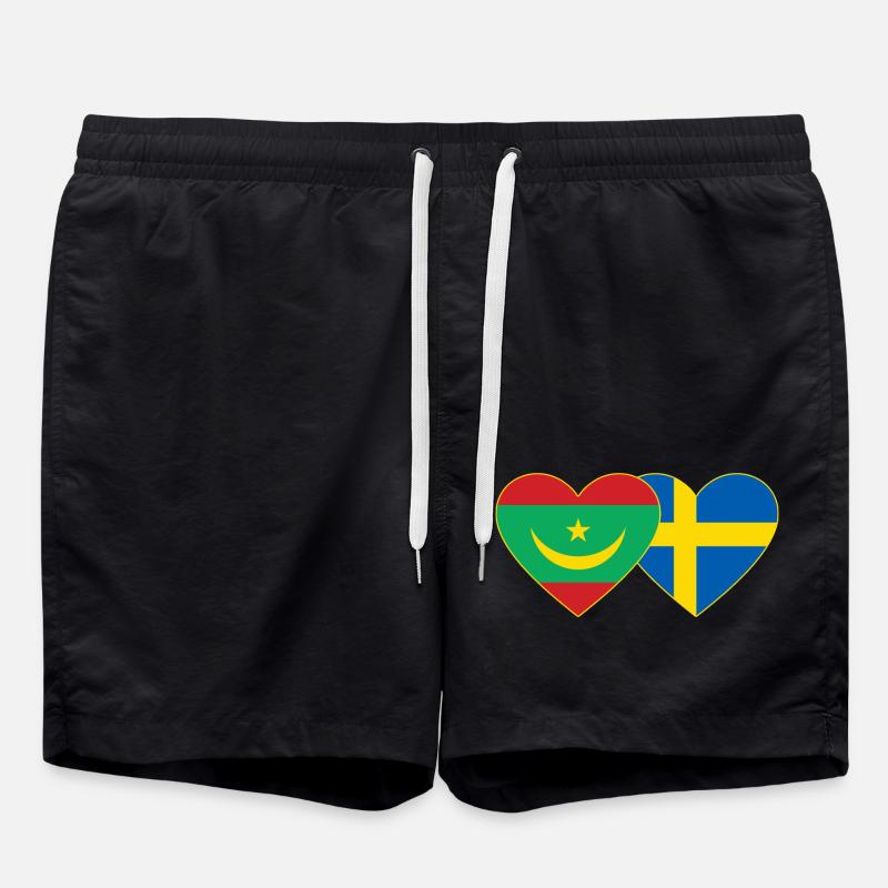 Mauritanie Suède Drapeau Coeur - Short de bain - noir