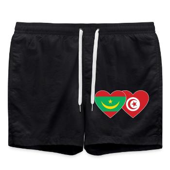 Mauritanie Tunisie Drapeau Cœur - Short de bain - noir - Devant - AI Model Male 185 light (185cm)
