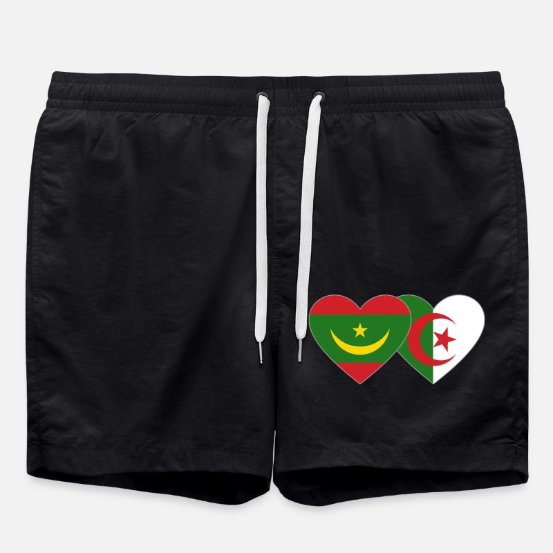 Algérie Mauritanie Drapeau Cœur - Short de bain - noir