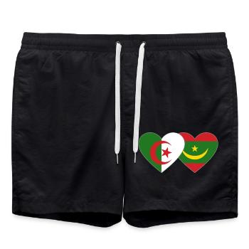 Algérie Mauritanie Drapeau Cœur - Short de bain - noir - Devant - AI Model Male 185 light (185cm)
