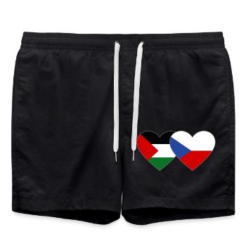 Palestine République tchèque Drapeau Coeur - Short de bain - noir - Devant - AI Model Male 185 light (185cm)