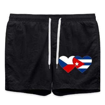 République tchèque Cuba Drapeau Coeur - Short de bain - noir - Devant - AI Model Male 185 light (185cm)
