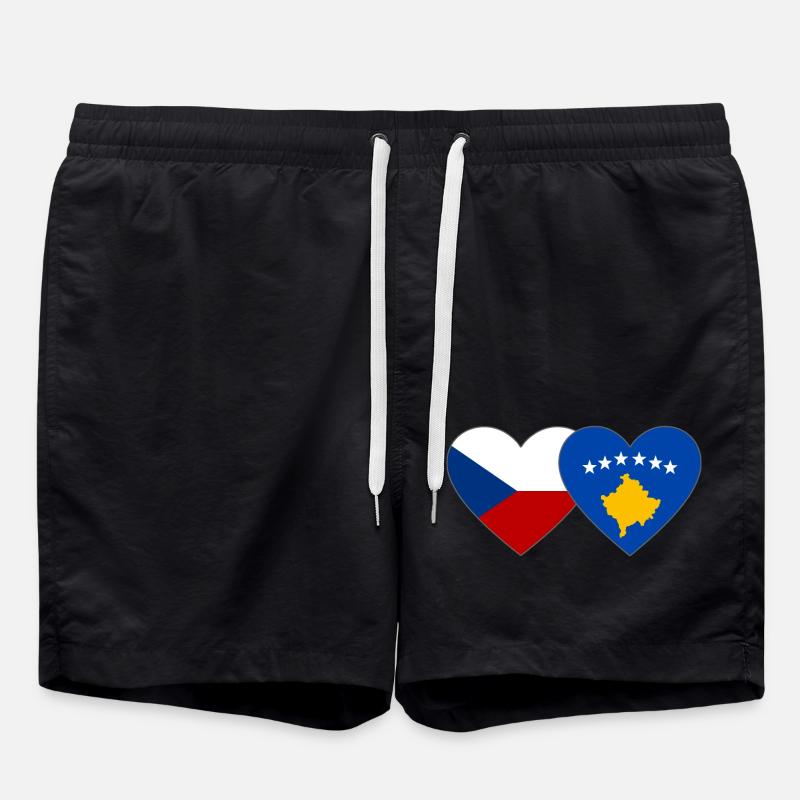 République tchèque Kosovo Drapeau Coeur - Short de bain - noir
