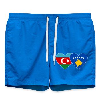 Azerbaijan Kosovo Flag Heart - Swim Trunks - cobalt blue - Front