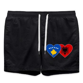 Kosovo Albanie Drapeau Coeur - Short de bain - noir - Devant - AI Model Male 185 light (185cm)