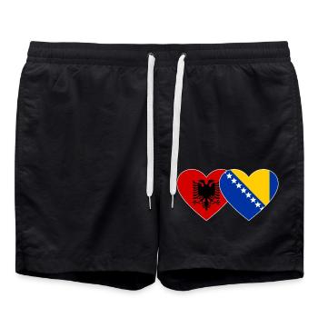 Albanie Bosnie Drapeau Coeur Utilisé - Short de bain - noir - Devant - AI Model Male 185 light (185cm)