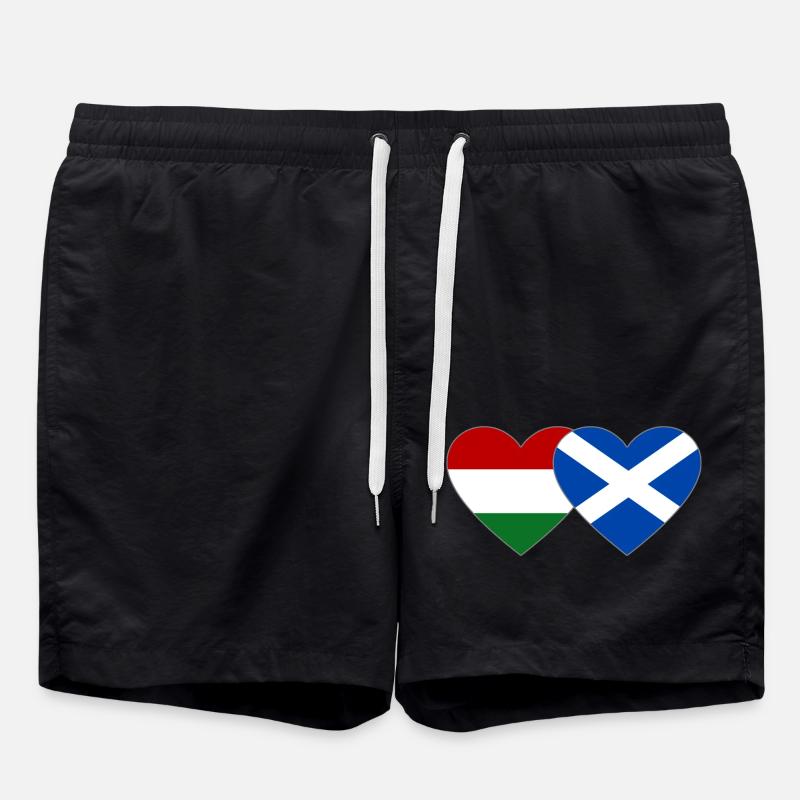 Hongrie Écosse Drapeau Cœur - Short de bain - noir