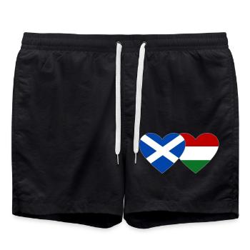 Schottland Ungarn Flagge Herz - Badeshorts - Schwarz - Vorne - AI Model Male 185 light (185cm)