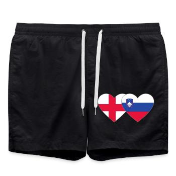 Drapeau Angleterre Slovénie Coeur - Short de bain - noir - Devant - AI Model Male 185 light (185cm)