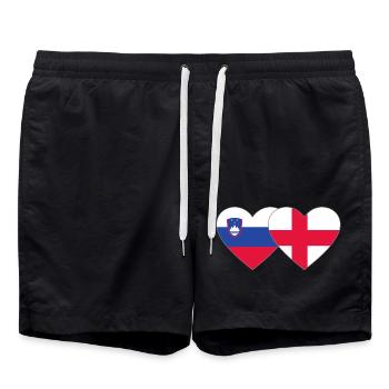 Slovénie Angleterre Drapeau Cœur - Short de bain - noir - Devant - AI Model Male 185 light (185cm)