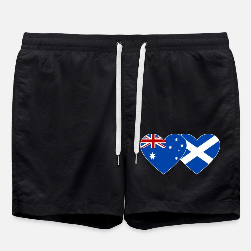 Australie Écosse Drapeau Cœur - Short de bain - noir