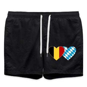 Belgique Bavière Drapeau Coeur - Short de bain - noir - Devant - AI Model Male 185 light (185cm)