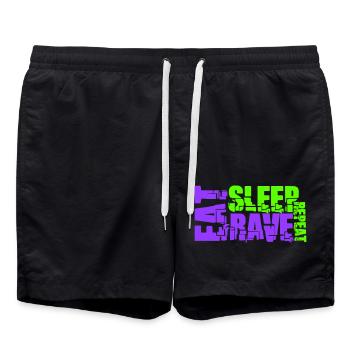 Eat Sleep Rave Repeat Essen Schlafen Raven Spruch - Badeshorts - Schwarz - Vorne - AI Model Male 185 light (185cm)