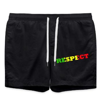 Jamaican jargon, Respect, Jamaican Colors, Rasta - Swim Trunks - black - Front - AI Model Male 185 light (185cm)