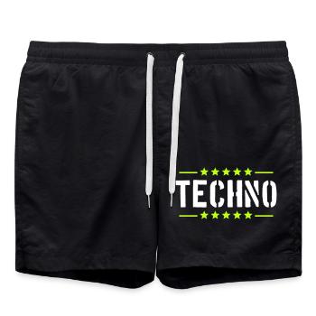 Techno Love Citation Dire Musique Fête Célébrer Logo - Short de bain - noir - Devant - AI Model Male 185 light (185cm)