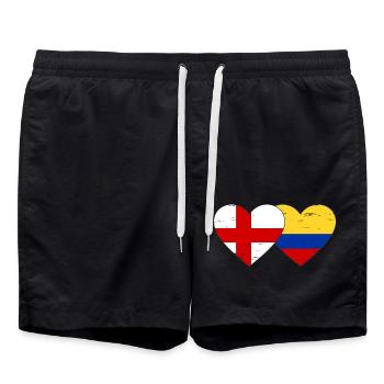 Angleterre Colombie drapeau coeur utilisé - Short de bain - noir - Devant - AI Model Male 185 light (185cm)
