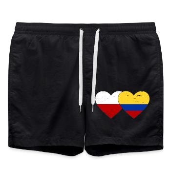 Pologne Colombie Drapeau Coeur Utilisé - Short de bain - noir - Devant - AI Model Male 185 light (185cm)