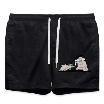 Zwei Lustige Delfine DJ Team Mischpult Party Musik - Badeshorts - Schwarz - Vorne - AI Model Male 185 light (185cm)