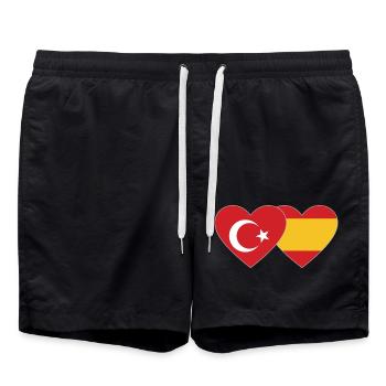 Turquie Espagne Drapeau Coeur - Short de bain - noir - Devant - AI Model Male 185 light (185cm)