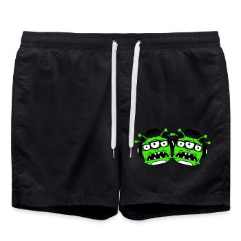 2 DJ Aliens Aliens Horror Two Monsters Team - Swim Trunks - black - Front - AI Model Male 185 light (185cm)