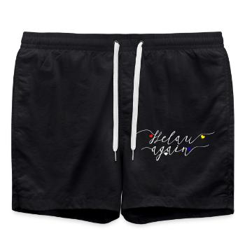 Helau, Fastnacht, Fassenacht, 5. Jahreszeit - Badeshorts - Schwarz - Vorne - AI Model Male 185 light (185cm)