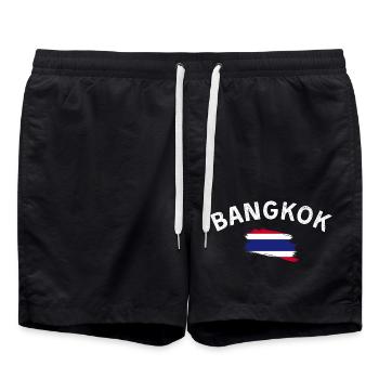 Bangkok Thailand Flagge T-Shirt gebogenes Design - Badeshorts - Schwarz - Vorne - AI Model Male 185 light (185cm)