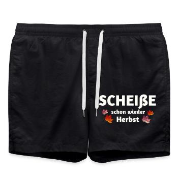 Der Herbst ist da lustiger Spruch - Badeshorts - Schwarz - Vorne - AI Model Male 185 light (185cm)
