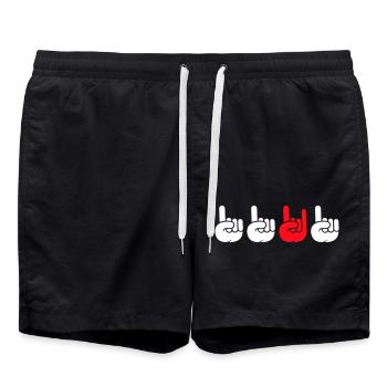 Anders Sein Heavy Metal Be Different Hard Rock Fan - Swim Trunks - black - Front - AI Model Male 185 light (185cm)