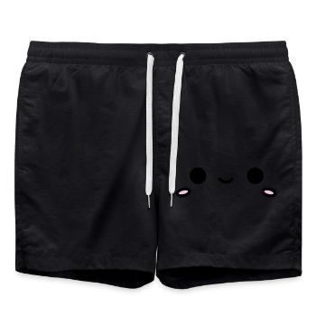 Visage kawaii : yeux mignons et design de sourire - Short de bain - noir - Devant - AI Model Male 185 light (185cm)