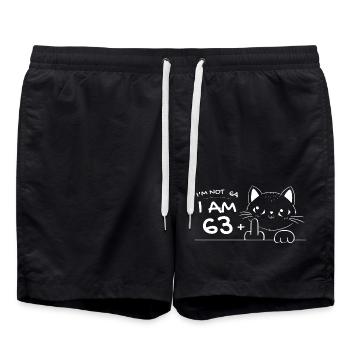Ich bin nicht 64, ich bin 63 plus 1 Mittelfinger Katzenflip - Badeshorts - Schwarz - Vorne - AI Model Male 185 light (185cm)