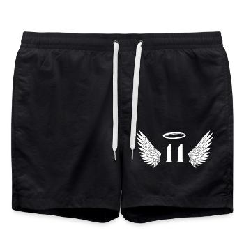 Number 11 Angel - 11th Birthday Wings - Swim Trunks - black - Front - AI Model Male 185 light (185cm)