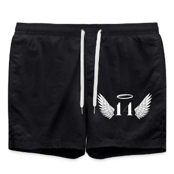 Nummer 14 Engel - Flügel zum 14. Geburtstag - Badeshorts - Schwarz - Vorne - AI Model Male 185 light (185cm)