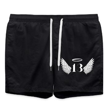 Numéro 13 ange - 13e anniversaire ailes - Short de bain - noir - Devant - AI Model Male 185 light (185cm)