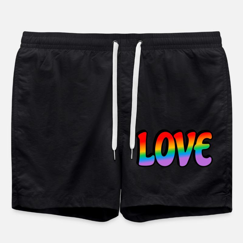 Retro Regenbogen Liebe - Badeshorts - Schwarz