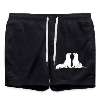 Niedliche Seehunde am Meeresstrand - Badeshorts - Schwarz - Vorne - AI Model Male 185 light (185cm)