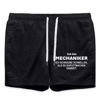 Ich bin Mechaniker schneller als kaputt - Badeshorts - Schwarz - Vorne - AI Model Male 185 light (185cm)