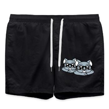 2 Clever Nerd Cats Lunettes à monture de corne Geek Eyewear Team - Short de bain - noir - Devant - AI Model Male 185 light (185cm)