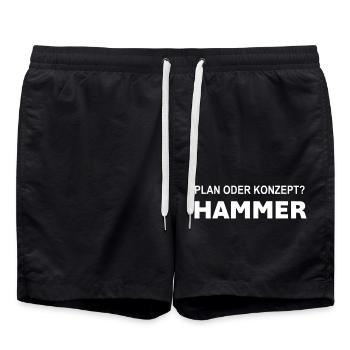 Plan ou concept ? Marteau! - Short de bain - noir - Devant - AI Model Male 185 light (185cm)