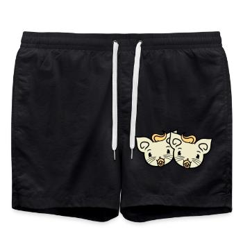 2 Schnuller Katzen Zwei Baby Geschwister Zwillinge - Badeshorts - Schwarz - Vorne - AI Model Male 185 light (185cm)
