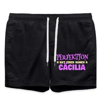 Women's name Cäcilia - Swim Trunks - black - Front - AI Model Male 185 light (185cm)