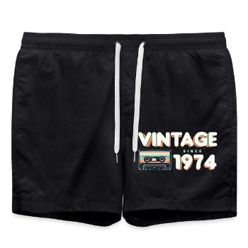 Classic & Nostalgic Music Birthday - Vintage - Swim Trunks - black - Front - AI Model Male 185 light (185cm)