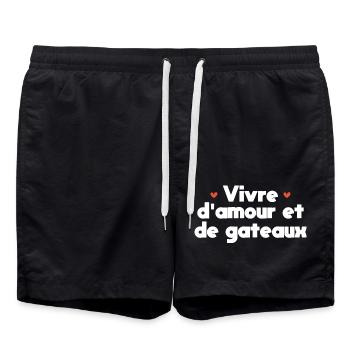 Vivre d'amour et de gateaux - Short de bain - noir - Devant - AI Model Male 185 light (185cm)