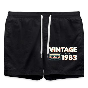 Classic & Nostalgic Music Birthday - Vintage - Swim Trunks - black - Front - AI Model Male 185 light (185cm)