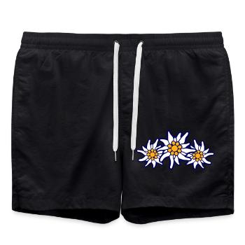 White Alps Edelweiss Flower Mountain Flower Mountains Hiking - Swim Trunks - black - Front - AI Model Male 185 light (185cm)