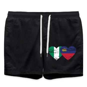 Nigeria Liechtenstein drapeau coeur utilisé - Short de bain - noir - Devant - AI Model Male 185 light (185cm)