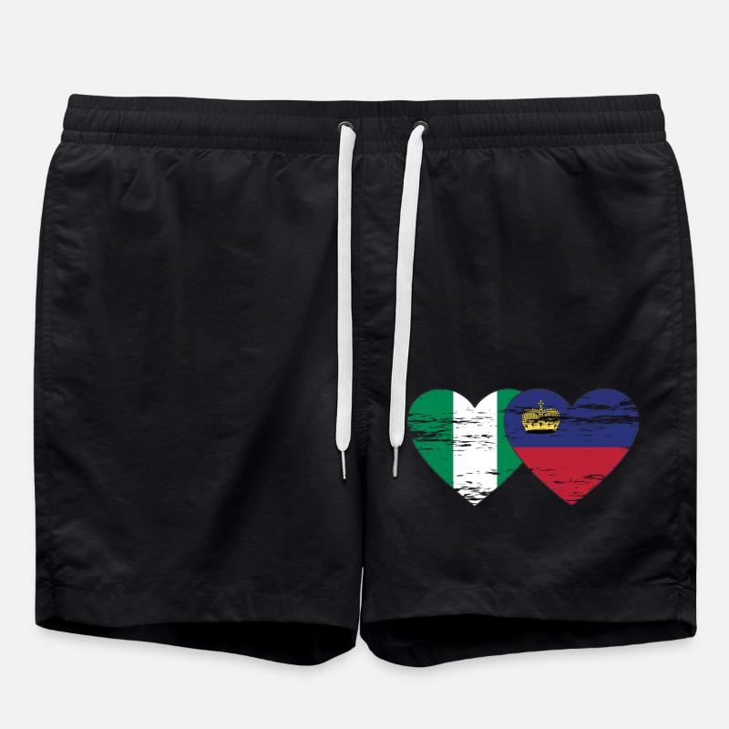 Nigeria Liechtenstein drapeau coeur utilisé - Short de bain - noir