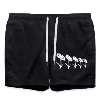 De nombreux petits tournesols soleil cinq fleurs rangée - Short de bain - noir - Devant - AI Model Male 185 light (185cm)