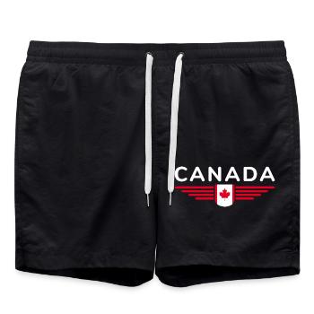 Canada T-Shirt Outfit Design, Nature & Liberté - Short de bain - noir - Devant - AI Model Male 185 light (185cm)