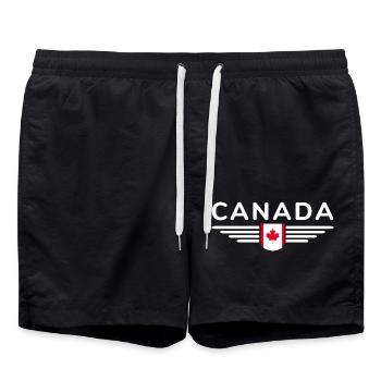 Canada T-Shirt Outfit Design, Nature & Liberté - Short de bain - noir - Devant - AI Model Male 185 light (185cm)