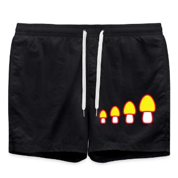 Viele Gelbe Pilze 4 Klein Groß Reihe Vier Fungus - Badeshorts - Schwarz - Vorne - AI Model Male 185 light (185cm)